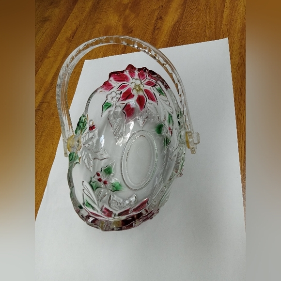 Vintage Mikasa Poinsettia Crystal Basket - Picture 2 of 10